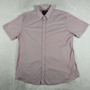 Butter Cloth Button Up Shirt Men's XL Red Geometric Regular Fit Short Sleeve